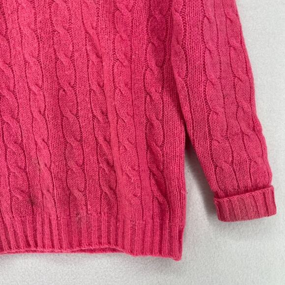 DEANS OF SCOTLAND Sweater S TRIMINGHAMS BERMUDA Cable Shetland Wool Pink HK VTG - Picture 10 of 13